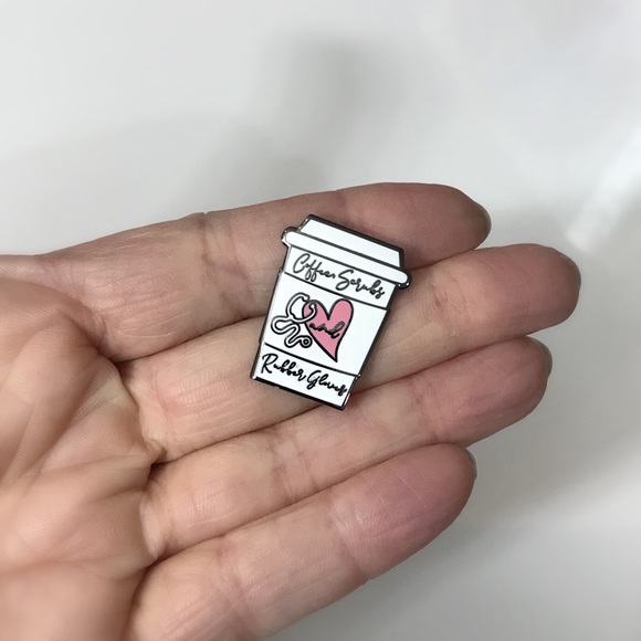 Coffee, Scrubs and Rubber Gloves Enamel Lapel Pin - Picture 2 of 6